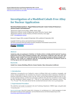 Investigation of a Modified Cobalt-Free Alloy for Nuclear Application