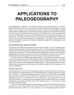 APPLICATIONS TO PALEOGEOGRAPHY