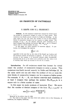 ON PRODUCTS OF FACTORIALS P. ERDŐS AND R. L. GRAHAM(1
