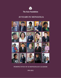 20 Years in Mongolia: Perspectives of 20 Mongolian Leaders