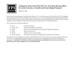 Comparison of the Final 2014-2015 New York State Revenue Bill to