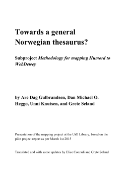 Towards a general Norwegian thesaurus?