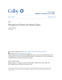 Phosphorus Primer for Maine`s lakes