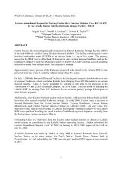 License Amendment Request for Storing Exelon Sister Nuclear