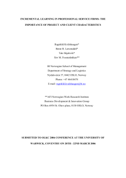 INCREMENTAL LEARNING IN PROFESSIONAL SERVICE FIRMS