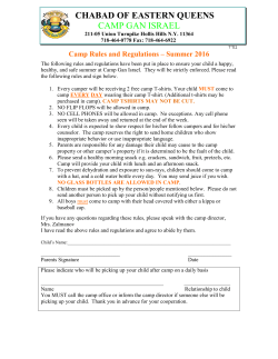 Camp Rules and Regulations