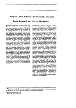 Aboriginal Group Rights and Environmental Protection