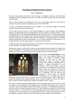 The History of Keswick St John`s Church By IS Nicholson
