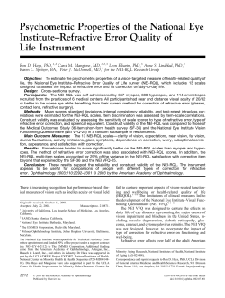 Psychometric Properties of the National Eye