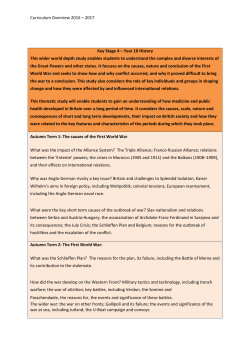 Curriculum Overview 2016 &ndash; 2017 Key Stage 4 &ndash; Year 10 History