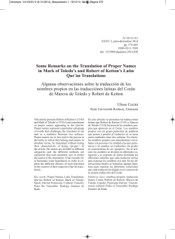 Some Remarks on the Translation of Proper Names in Mark of