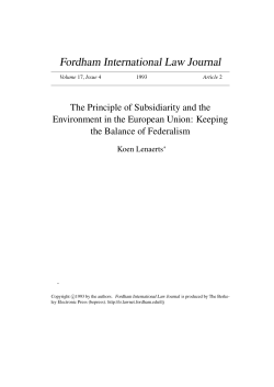 The Principle of Subsidiarity and the