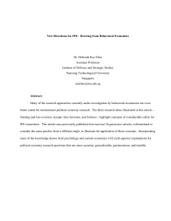 New Directions for IPE: Drawing from Behavioral Economics Dr