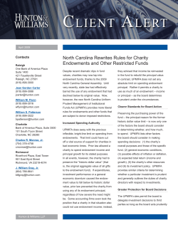 April 8, 2009 North Carolina Rewrites Rules for Charity Endowments