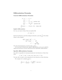 Differentiation Formulas