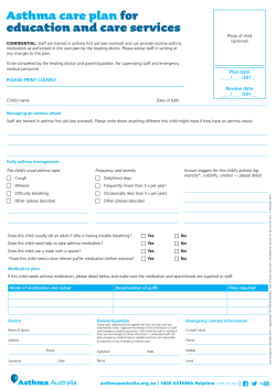 Asthma Care Plan for Early Childhood