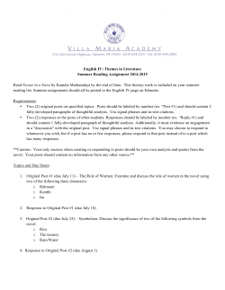 English IV: Themes in Literature Summer Reading Assignment 2014