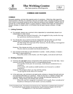 Commas and Dashes - Student Academic Success Services