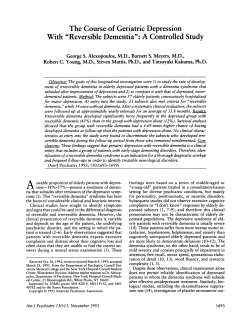 The Course of Geriatric Depression With &ldquo;Reversible Dementia&rdquo;: A