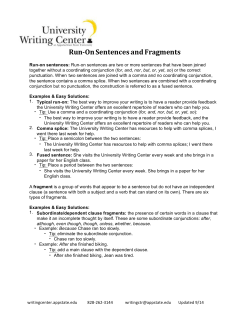 Run-‐On Sentences and Fragments