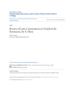 Review of Latin Commentaries on Ovid from the Renaissance, by A