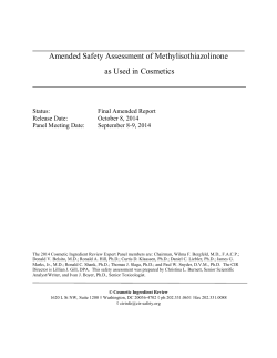 Amended Safety Assessment of Methylisothiazolinone as Used in