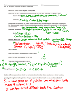 Aim 28: Inorganic Compounds vs. Organic Comp