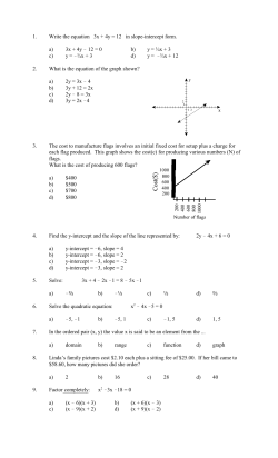 1. Write the equation 3x + 4y = 12 in slope