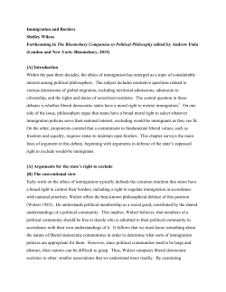 Immigration and Borders Shelley Wilcox Forthcoming in The