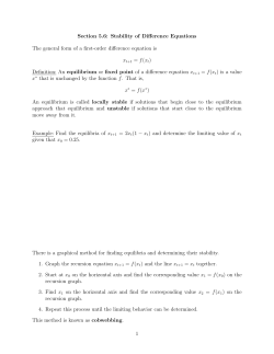 Section 5.6: Stability of Difference Equations The general form of a