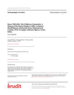 Bruce TRIGGER : The Children of Aataentsic. A History of