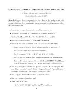 STA410/2102 (Statistical Computation) Lecture
