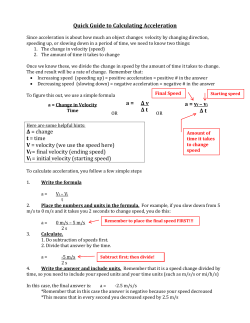 Quick Guide to Calculating Acceleration &Delta; = change t = time V