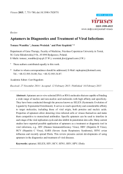 Aptamers in Diagnostics and Treatment of Viral Infections