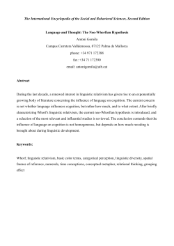 Language and Thought: The Neo-Whorfian