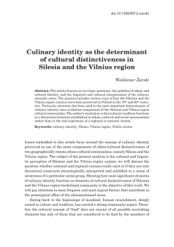 Culinary identity as the determinant of cultural