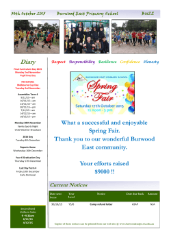 THANK YOU - Burwood East Primary School