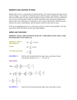 MOMENTS AND CENTERS OF MASS Suppose that we have a