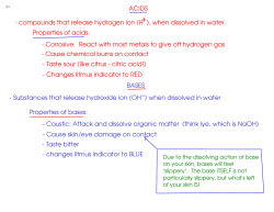 ACIDS - compounds that release hydrogen ion (H ), when dissolved