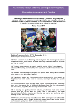 Observation, assessment and planning &ndash; guidance 2014 to 2015