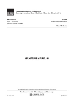 2017-2019 Specimen Paper 4 Mark Scheme