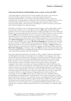 A letter from Ory Dessau to Zlatko Kopljar on the occasion of the