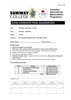 SCH4U CHEMISTRY FINAL EXAMINATION Canadian International