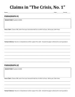 Claims in &ldquo;The Crisis, No. 1&rdquo;