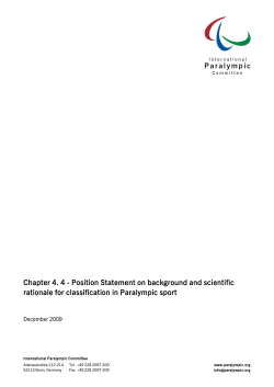 IPC Position Stand on Background and Scientific Rationale for