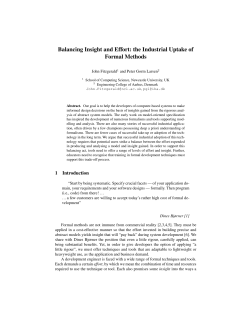 Balancing Insight and Effort: the Industrial Uptake of Formal Methods