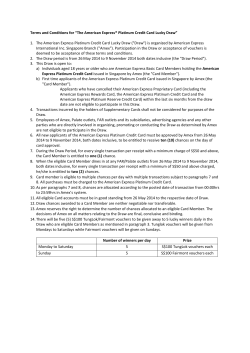 Terms and Conditions for &ldquo;The American Express&reg; Platinum Credit