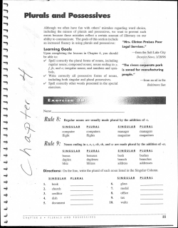 Plurals and Possessives