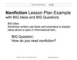 Nonfiction Lesson Plan Example with BIG Ideas