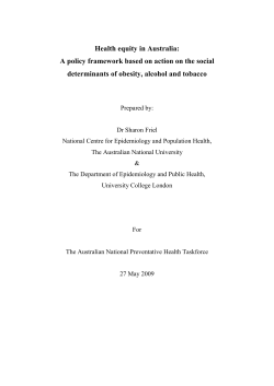 Health Equity in Australia: A policy framework based on the social